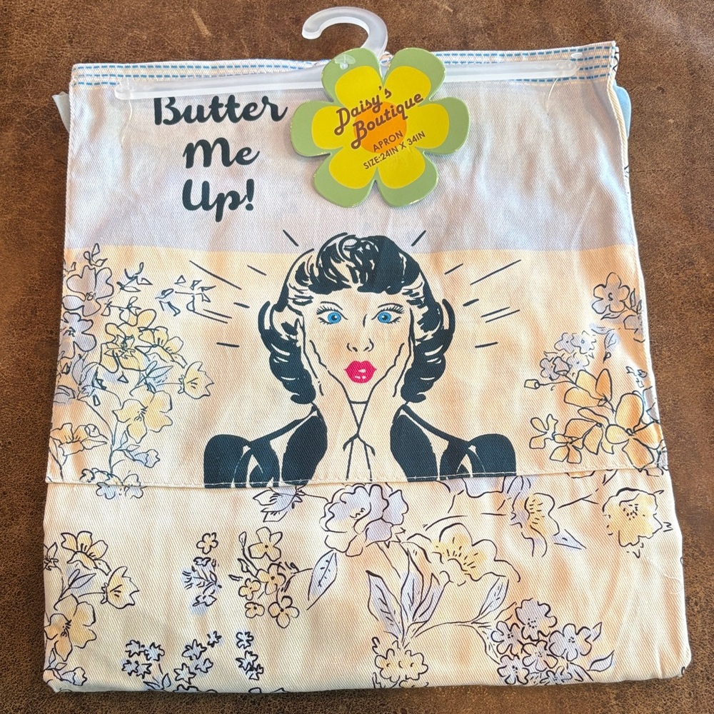 Daisy’s Boutique Butter Me Up bib Apron Floral 100% Cotton Old School 50’s Retro